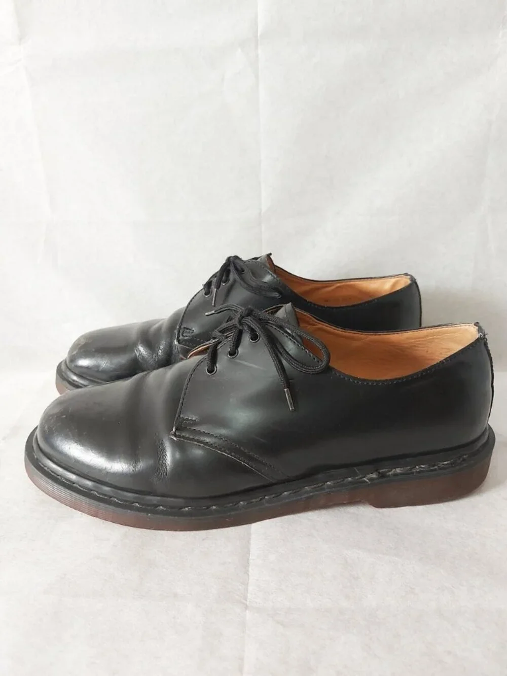Dr Martens Men 1461 VTG Chunky Lace-up Oxford Shoes Size 10 Black Leather 90s